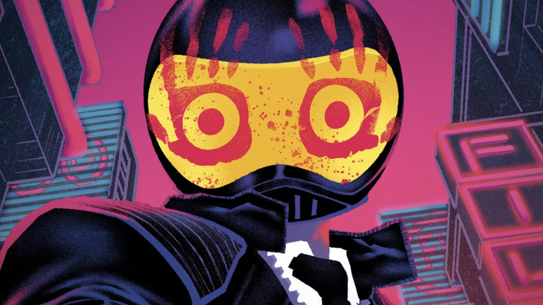 Clear #1 cover by Francis Manapul showing a close-up of Sam Dunes in motorcycle helmet with red painted on eyes.