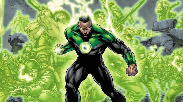 John Stewart creating energy constructs in the Green Lantern comics