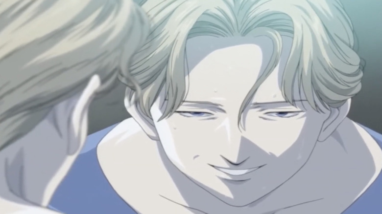 Monstro Johan Liebert sorrindo no espelho