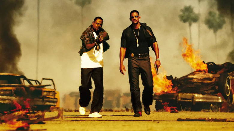 Will Smith and Martin Lawrence walk through fiery street