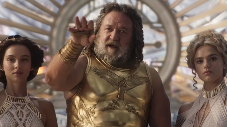 Russell Crowe as Zeus in "Thor: Love and Thunder"