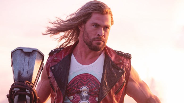 Thor wielding Stormbreaker in Thor: Love and Thunder