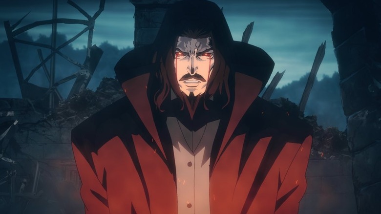 Dracula with bleeding eyes in Castlevania