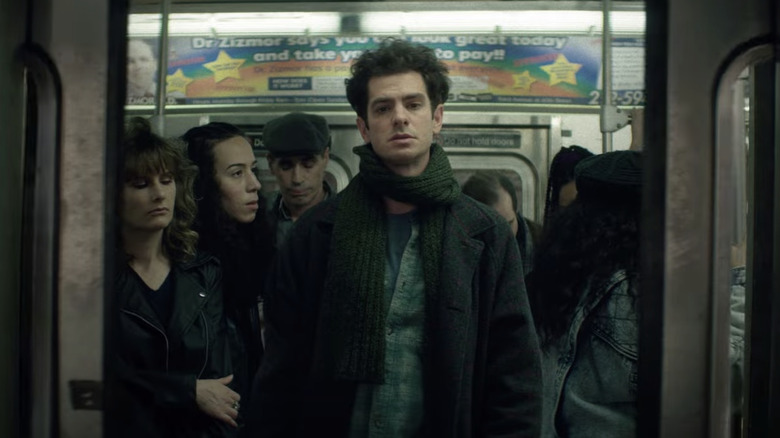Andrew Garfield exits a subway in Tick, Tick...Boom!