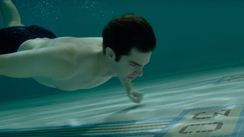 Andrew Garfield swimming in Tick, Tick...BOOM!