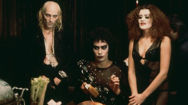 Tim Curry, Richard O'Brien, and Patricia Quinn in The Rocky Horror Picture Show