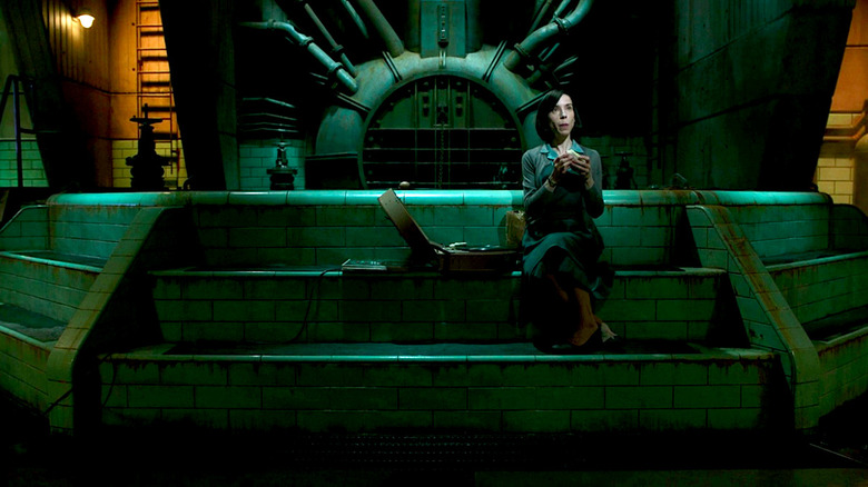 Sally Hawkins eats lunch outside the creature's holding tank in The Shape of Water
