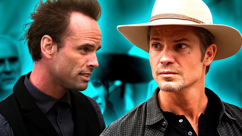 Walton Goggins' Boyd Crowder and Timothy Olyphant's Raylan Givens, from Justified, in a composite photo