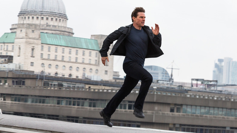 Tom Cruise running as Ethan Hunt in Mission: Impossible - Fallout