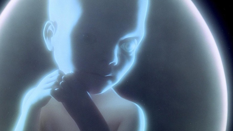 The Star Child beholds the cosmos in 2001: A Space Odyssey