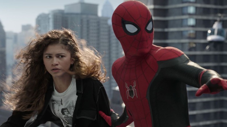 Tom Holland as Spider-Man and Zendaya as MJ in Spider-Man: No Way Home