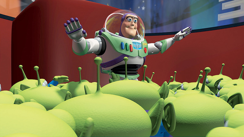 Buzz and the aliens in Toy Story