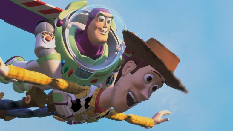 buzz and woody flying