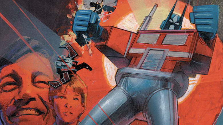 Optimus Prime on the cover of The Transformers #1 by Bill Sienkiewicz