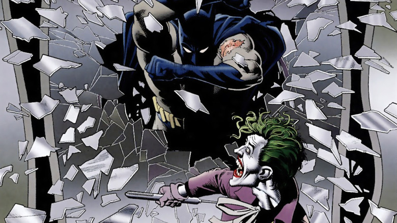 The Killing Joke Batman crashes through mirror Joker