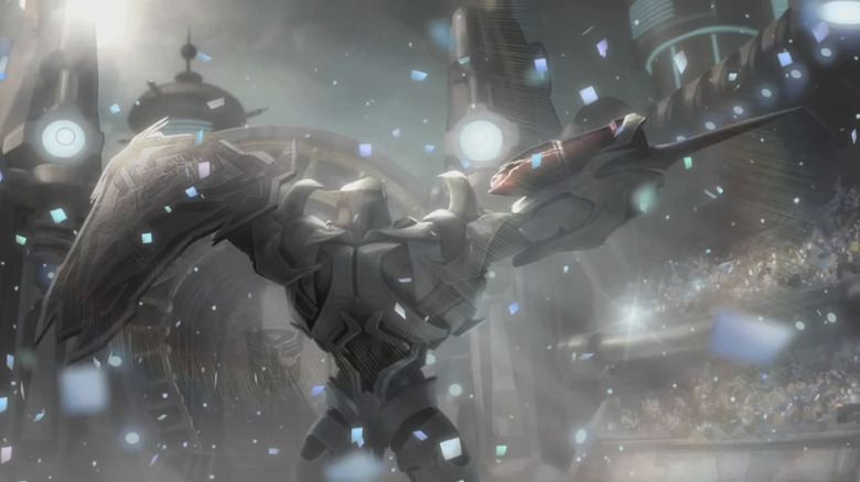 Transformers: Prime flashback to Megatron as a gladiator on Cybertron, recieving applause from the crowd