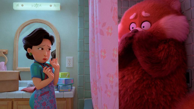Mei hides from her mom in "Turning Red"