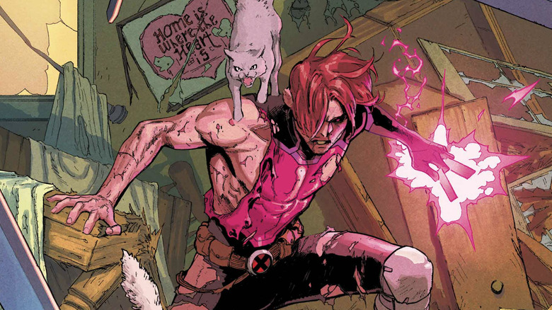 Gambit and a cat in Uncanny X-Men #5