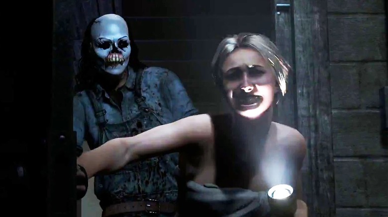 Sam runs from The Stranger in Until Dawn