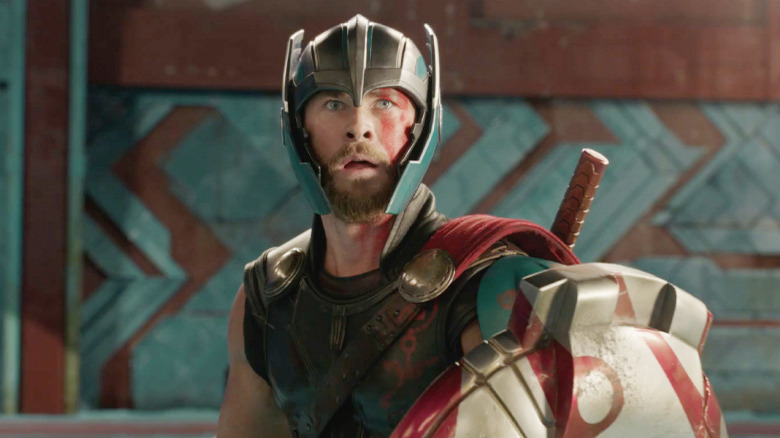 Chris Hemsworth looking worried in Thor: Ragnarok
