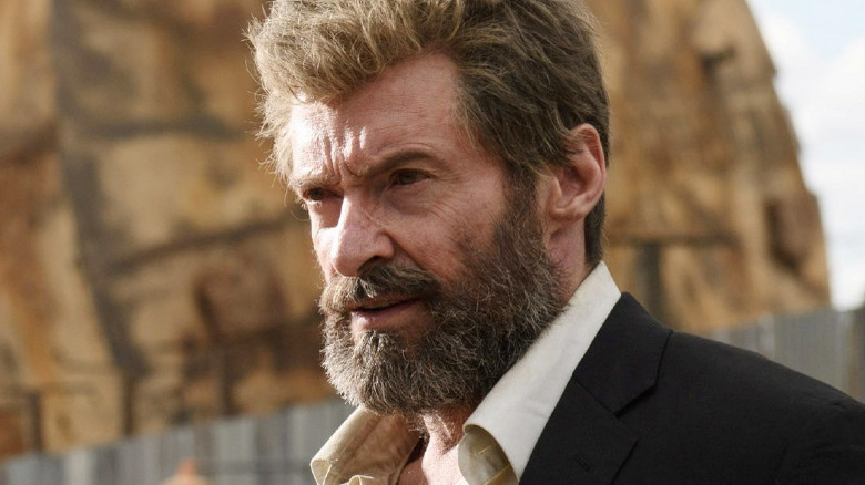 Hugh Jackman looking angry in Logan