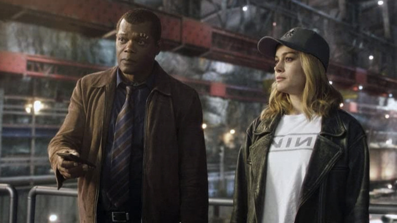 Samuel L. Jackson and Brie Larson in Captain Marvel