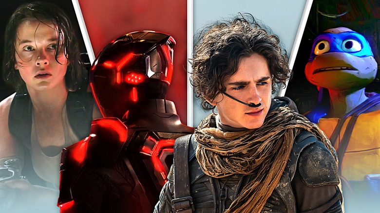 Cailee Spaeny in Alien: Romulus, Tron: Ares, Timothee Chalamet in Dune, and Leo in TMNT: Mutant Mayhem