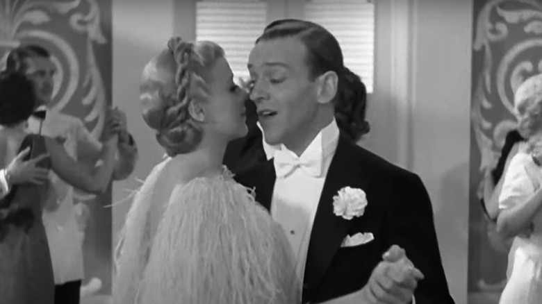 Fred Astaire's Jerry Travers and Ginger Rogers' Dale Tremont dance together in Top Hat