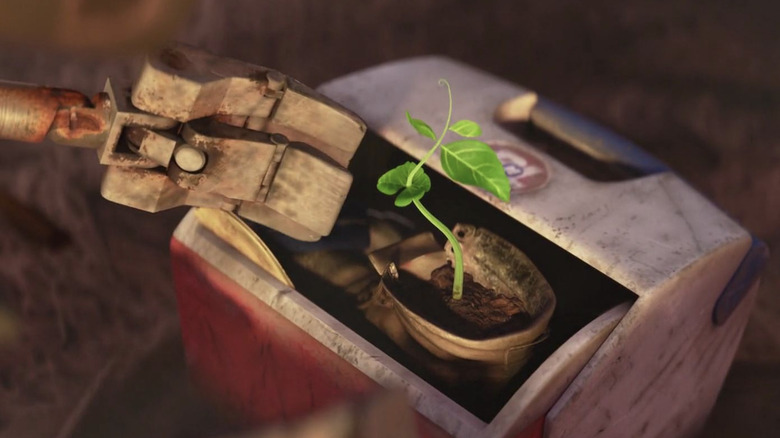 WALL-E discovers a plant in WALL-E