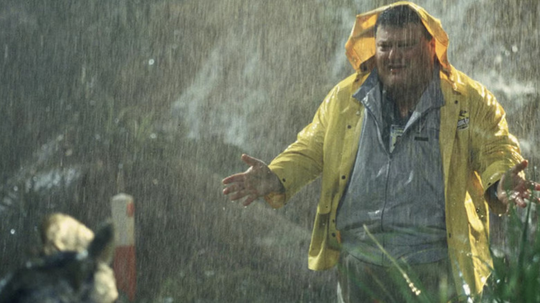 Dennis Nedry encounters a mean Dilophosaur in Jurassic Park