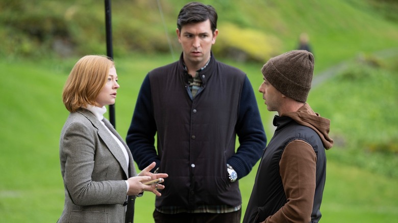 Sarah Snook, Nicholas Braun, and Jeremy Strong in Succession