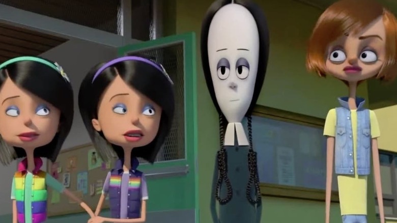 Animated Wednesday Addams and classmates