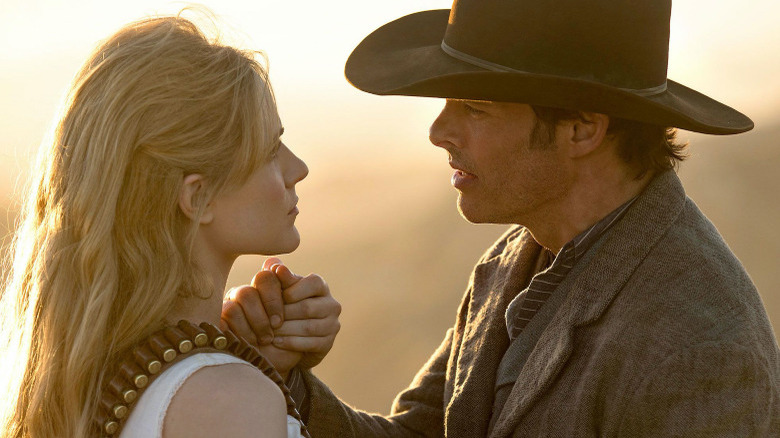 Dolores and Teddy in Westworld