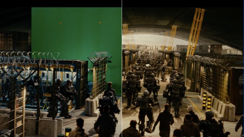 Edge of Tomorrow Barracks before and after VFX