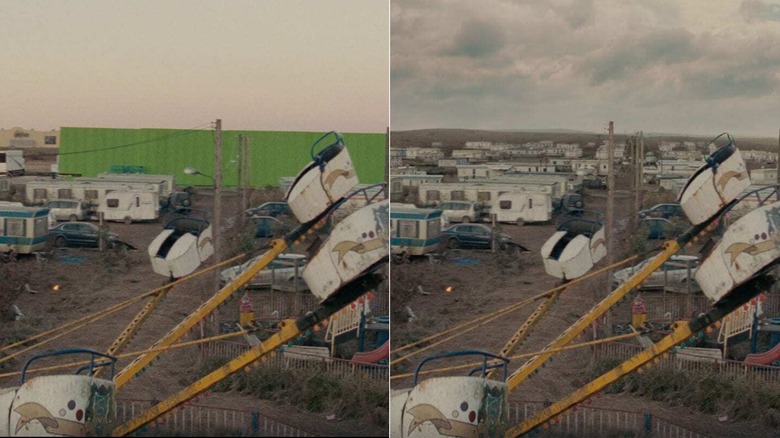 Edge of Tomorrow trailer park set before and after VFX