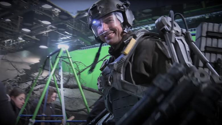 Tom Cruise smiles on set