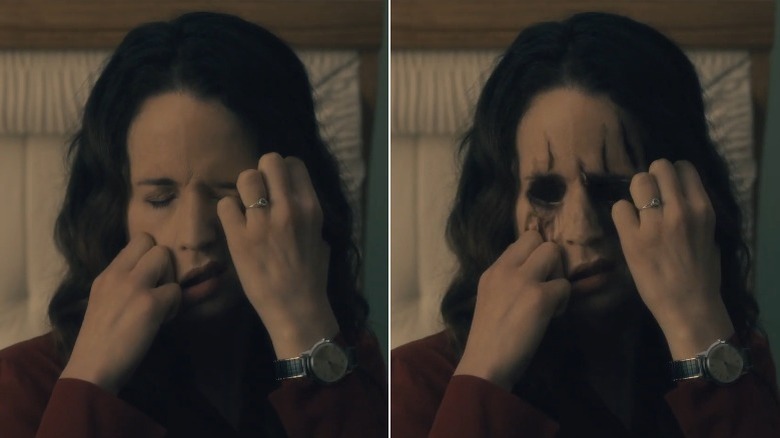 Shirley clawing off her own face in The Haunting of Hill House