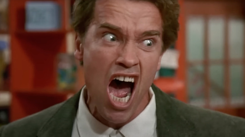 Arnold Schwarzenegger as Det. John Kimble shouts in a classroom in Kindergarten Cop