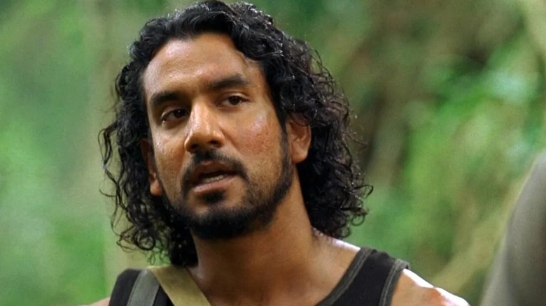 Sayid curly hair tank top confused Lost