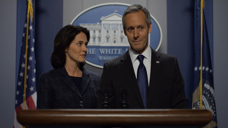 Joanna Going and Michael Gill as First Lady Tricia Walker and President Garrett Walker in House of Cards