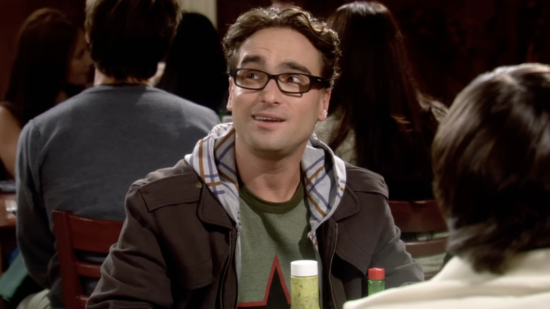 Leonard at a restaurant on The Big Bang Theory