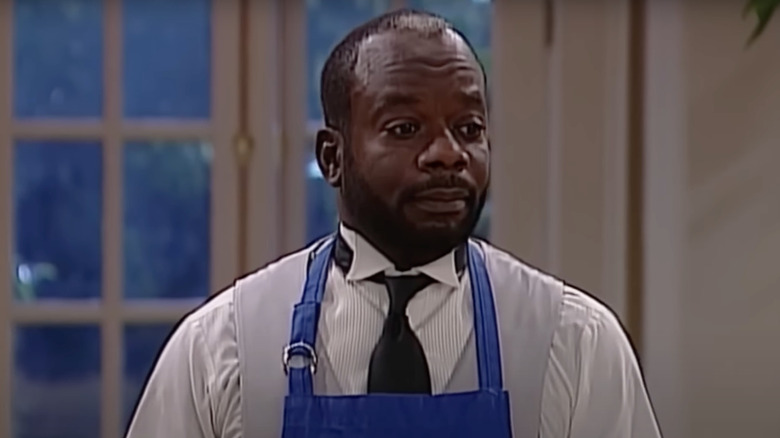 Joseph Marcell as Geoffrey Butler looks interested in The Fresh Prince of Bel-Air