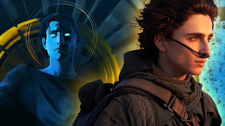 Paul Atreides and an illustration of Paul from Dune Messiah