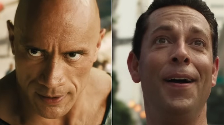 Dwayne Johnson in Black Adam and Zachary Levi in Shazam! Fury of the Gods