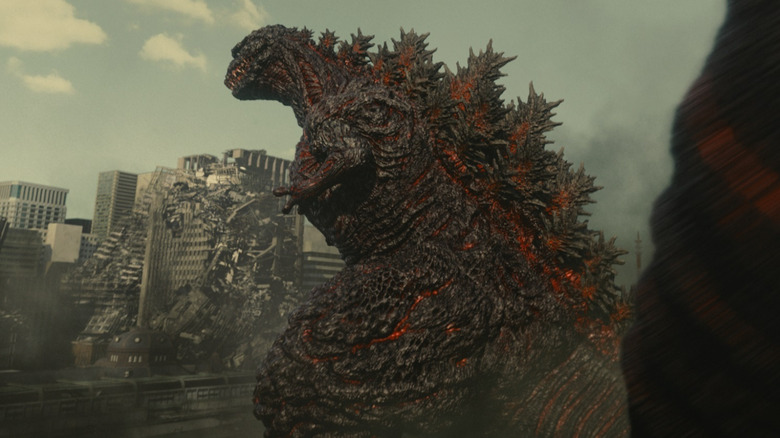 Shin Godzilla destroying the city in his fourth form