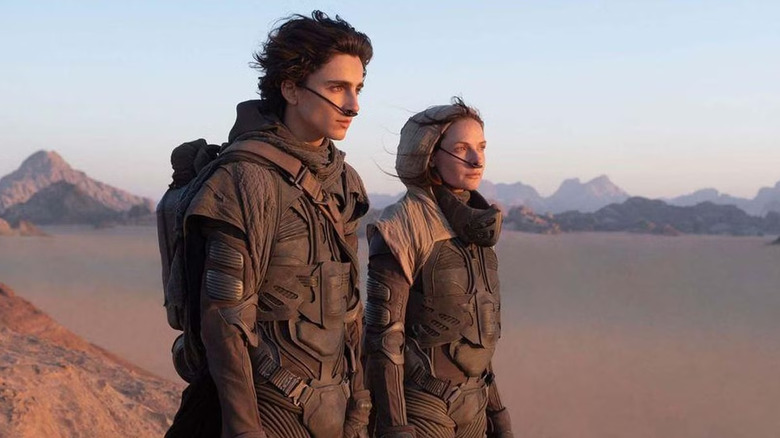 Timothée Chalamet as Paul Atreides and Rebecca Ferguson as Lady Jessica in Dune: