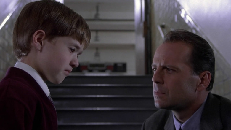 Haley Joel Osment's Cole talking to Bruce Willis' Malcolm in a stairwell in The Sixth Sense