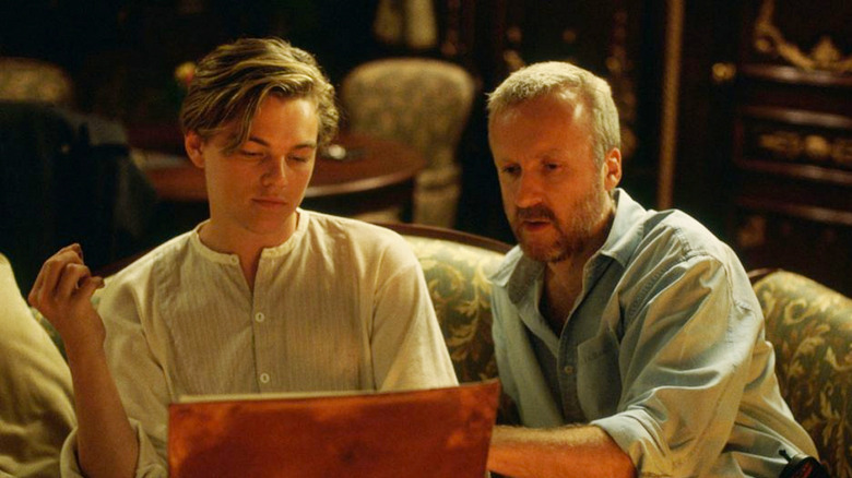 James Cameron and Leonardo DiCaprio on the Titanic set