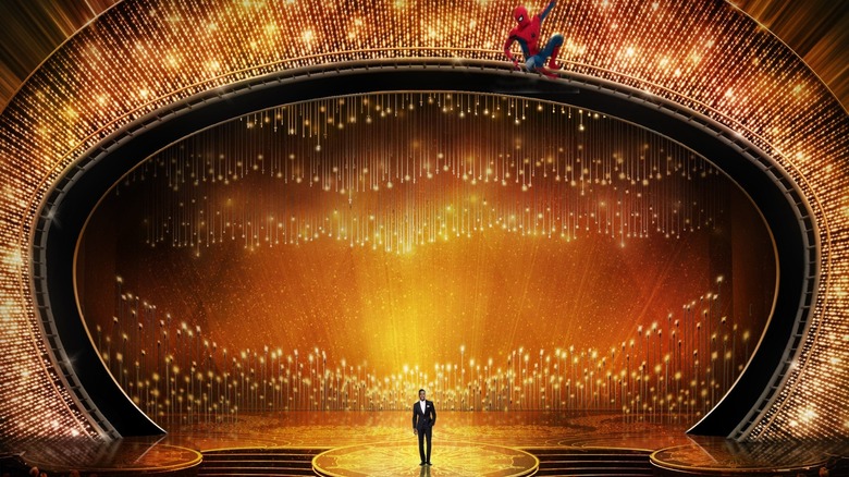 The Oscars Stage with Spider-Man hanging above