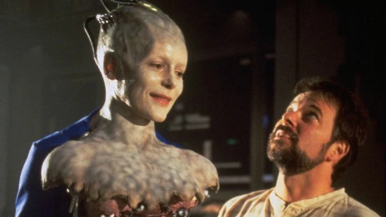 Star Trek: First Contact Alice Krige and Jonathan Frakes on set